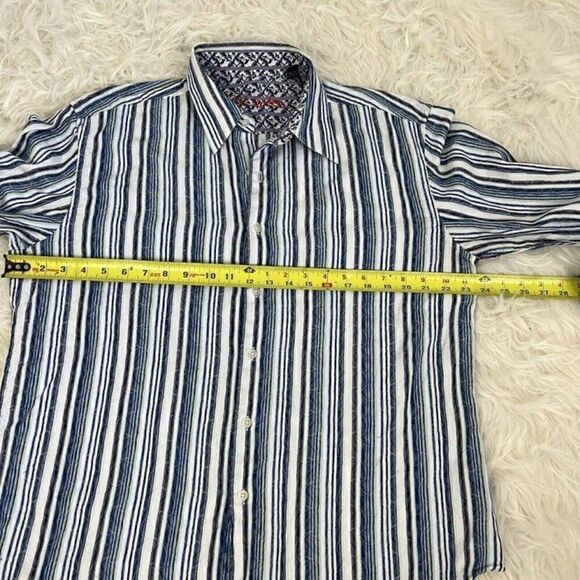 Robert Graham White Multicolored Striped Geometric Embroidered Button Up Shirt - Picture 11 of 12